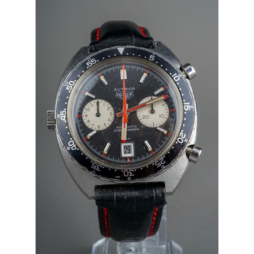 315 - Tag Heuer - a gentleman's Autavia Automatic Chronograph stainless steel wristwatch, 33mm black dial ...