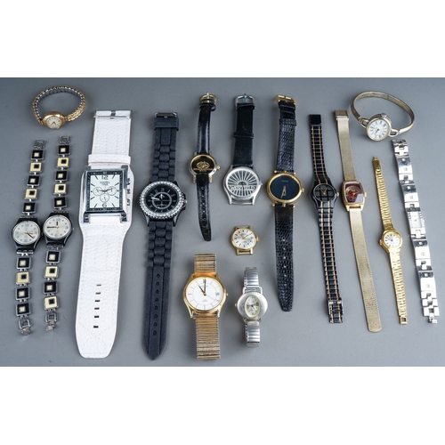 318 - A collection of wristwatches, including a 9ct gold cased Rotary wristwatch, Swatch, Sekonda, Gucci, ... 