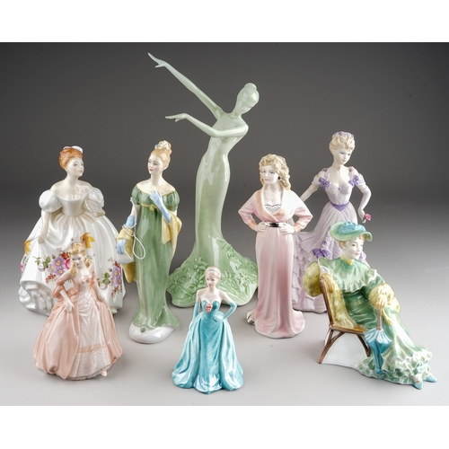 351 - A collection of eight figures to include: 
Royal Doulton: Ascot HN2356; Lorna HN2311 and Marilyn HN3... 