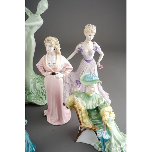 351 - A collection of eight figures to include: 
Royal Doulton: Ascot HN2356; Lorna HN2311 and Marilyn HN3... 