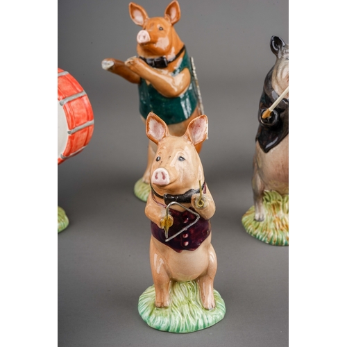 352 - Nine Beswick Pig Promenade figures to include: John Conductor PP1; Matthew Trumpeter PP2; David Flut... 