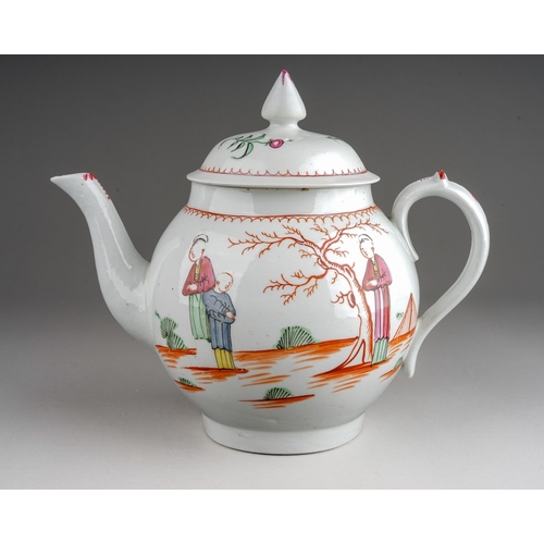 361 - An English 18th Century porcelain teapot and cover, possibly New Hall / Keeling, circa 1780, globula... 