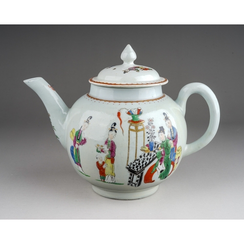 363 - A Liverpool John Pennington tea pot and cover, circa 1770, globular decorated with the 