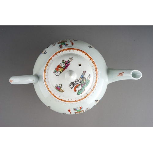 363 - A Liverpool John Pennington tea pot and cover, circa 1770, globular decorated with the 