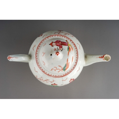 364 - A Liverpool tea pot and cover, circa 1770, globular decorated in the Chinese 