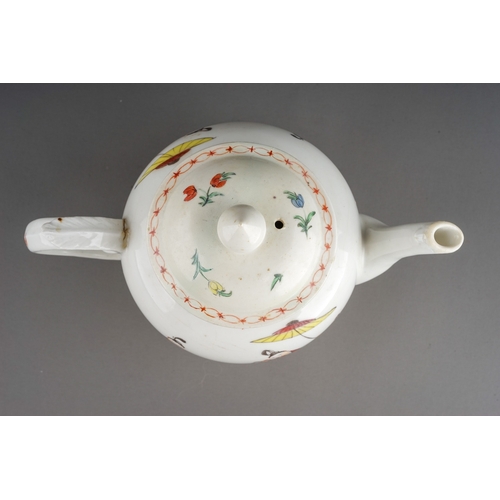 365 - A Champion’s Bristol teapot, circa 1770-1775, globular painted with two Chinese figures with large v... 