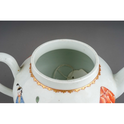 421 - A Worcester teapot and cover, circa 1762, globular decorated with the 