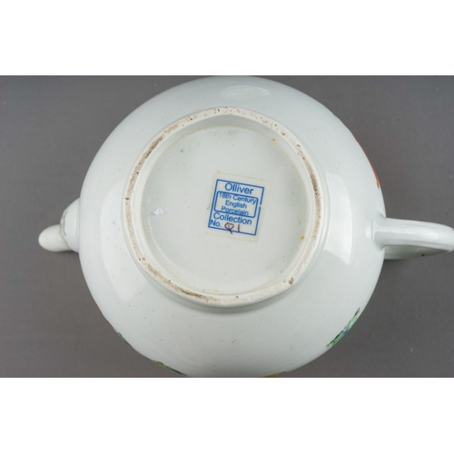 421 - A Worcester teapot and cover, circa 1762, globular decorated with the 