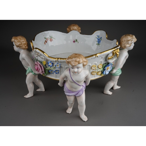 471 - Vintage German porcelain centrepiece bowl in the Dresden style.  Marked for Von Schierholz.  Approxi... 