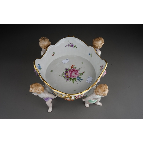 471 - Vintage German porcelain centrepiece bowl in the Dresden style.  Marked for Von Schierholz.  Approxi... 