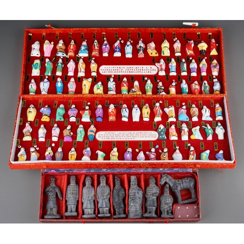 486 - A vintage Chinese boxed set of painted figures depicting 