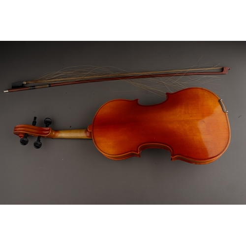 490 - Three various violins to include: 

1 Lark: a 20th Century Child's violin musical instrument labelle... 