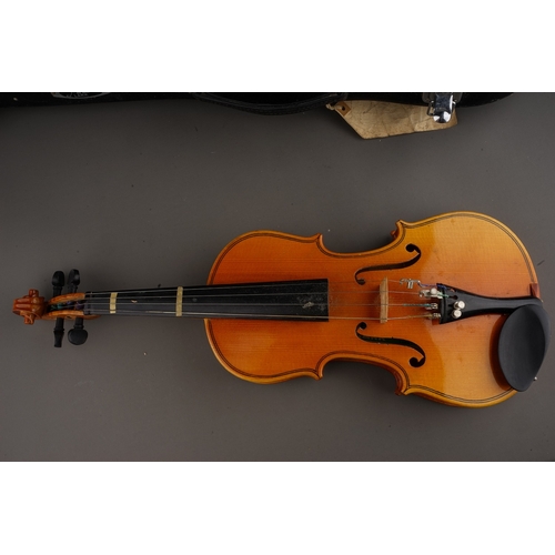 490 - Three various violins to include: 

1 Lark: a 20th Century Child's violin musical instrument labelle... 