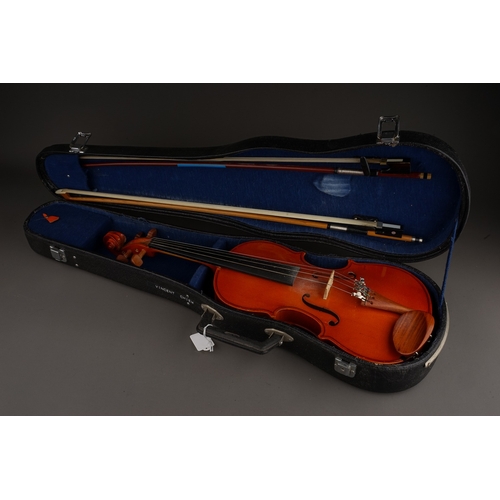 490 - Three various violins to include: 

1 Lark: a 20th Century Child's violin musical instrument labelle... 