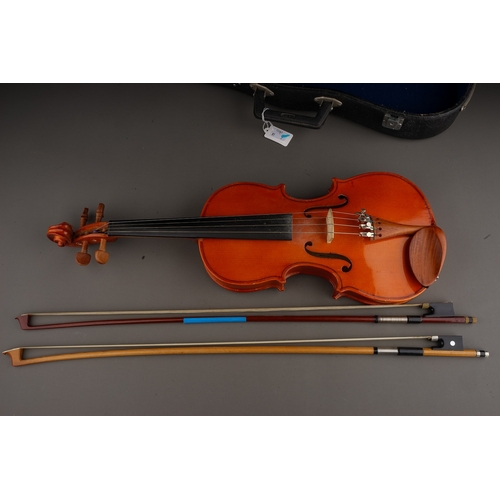 490 - Three various violins to include: 

1 Lark: a 20th Century Child's violin musical instrument labelle... 