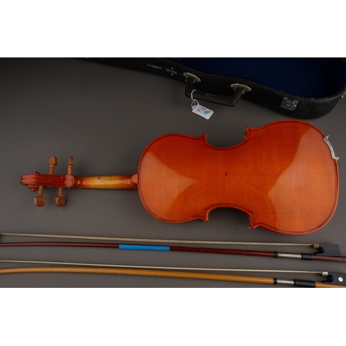 490 - Three various violins to include: 

1 Lark: a 20th Century Child's violin musical instrument labelle... 