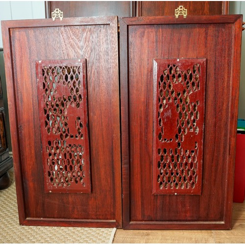 497 - A set of 4 Chinese Four season carved giltwood panels depicting vases of flowers, tables, rabbits an... 