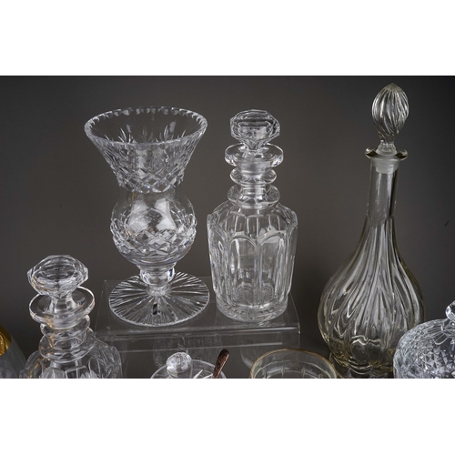 506 - Collection of glassware to include Italian Murano style decanter and glasses, 3 further decanters an... 