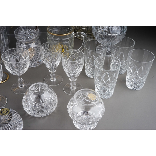 506 - Collection of glassware to include Italian Murano style decanter and glasses, 3 further decanters an... 