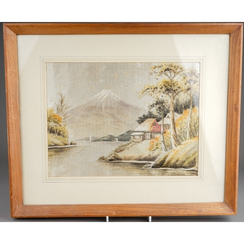 508 - 2 Japanese silk tapestries, framed