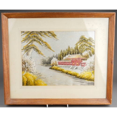 508 - 2 Japanese silk tapestries, framed