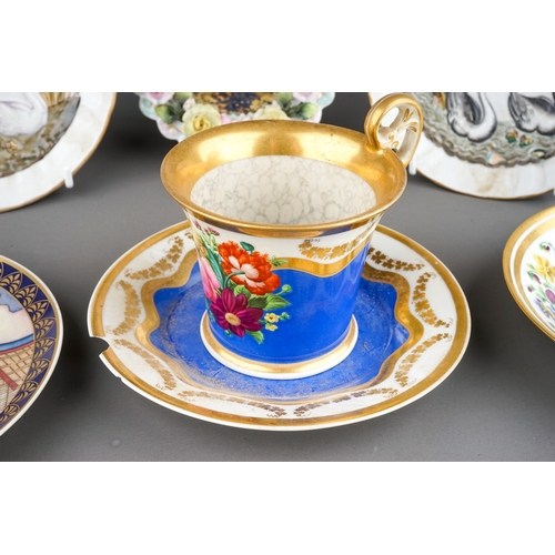 328A - A group of Continental porcelain to include: two early 20th Century Dresden Swan Service circular di... 