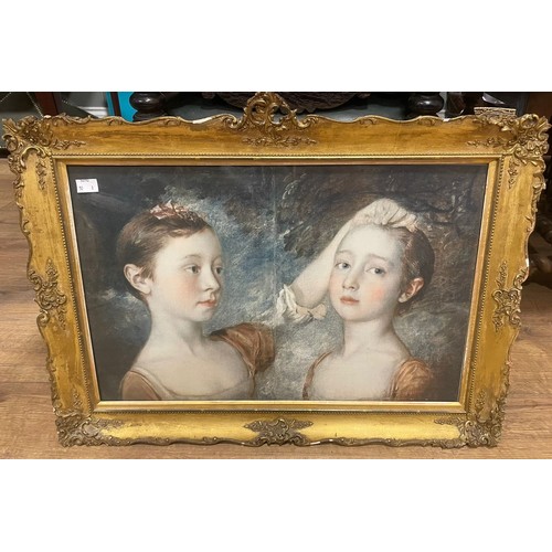 576 - A decorative print after Thomas Gainsborough of The Artist's Daughters Mary and Margaret, approx 33 ... 