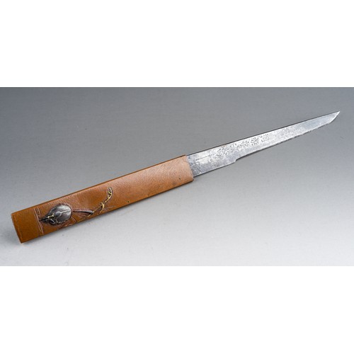 248 - Japanese Wakizashi Sword with single edged blade 370mm in length. Copper Habaki collar to blade. Bro... 