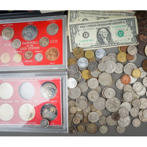 283 - Assorted coins to include British and Continental coins and pre 1947 including cased 