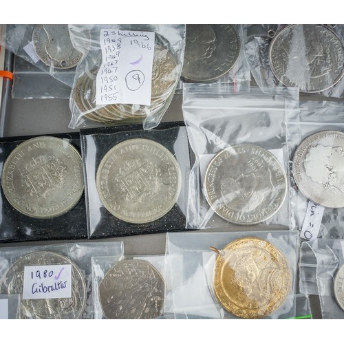 294 - Assorted British and Continental coins including pre 1947 - 19th Century Shillings; 20th Century hal... 