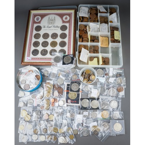 294 - Assorted British and Continental coins including pre 1947 - 19th Century Shillings; 20th Century hal... 