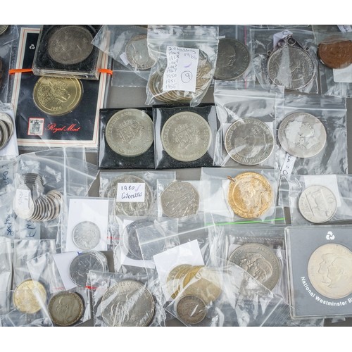 294 - Assorted British and Continental coins including pre 1947 - 19th Century Shillings; 20th Century hal... 