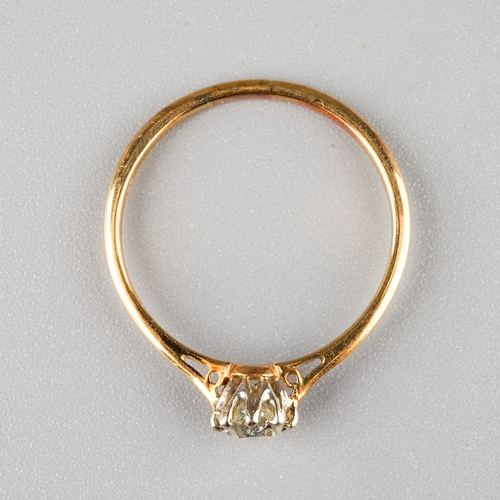 9 - A yellow gold and diamond solitaire ring, set with an old-cut diamond, indistinctly marked, size Q, ... 