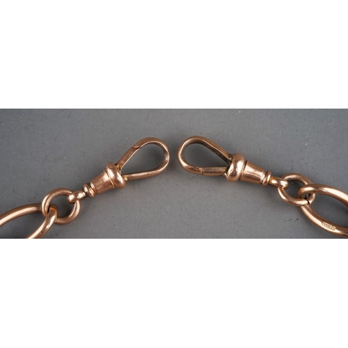 18 - A 9ct gold watch chain with T-bar, approx 40cm long, approx 53.5g