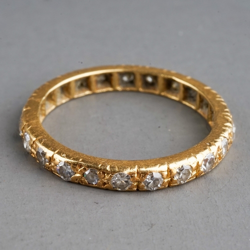 21 - A yellow gold and diamond eternity ring, size K, unmarked, total gross weight approx 2.2g