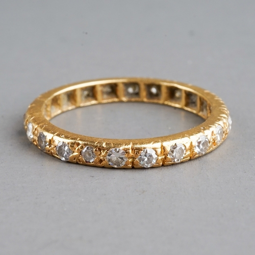 21 - A yellow gold and diamond eternity ring, size K, unmarked, total gross weight approx 2.2g