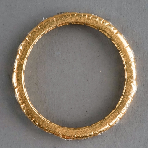 21 - A yellow gold and diamond eternity ring, size K, unmarked, total gross weight approx 2.2g