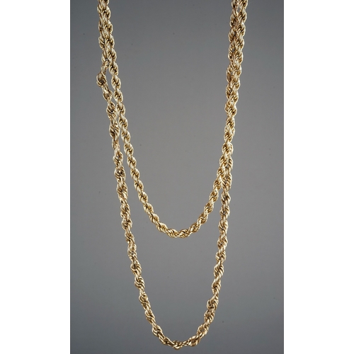 43 - Two 9ct yellow gold rope-twist necklaces, total gross weight approx 25.4g