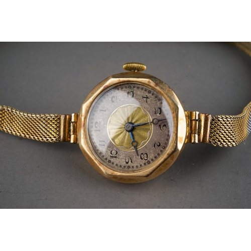 51 - A ladies 9ct yellow gold wristwatch with expandable 9ct strap, gross weight approx 13.8g; and a gold... 