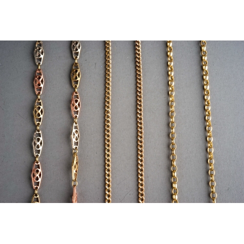 65 - Three 9 ct gold neck chains, gross weight 11.7 g