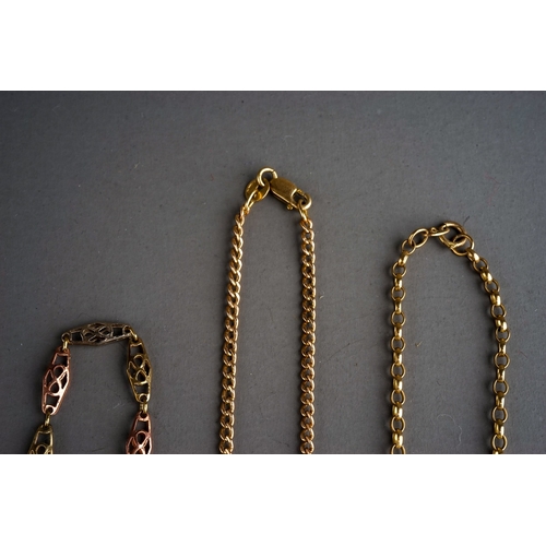 65 - Three 9 ct gold neck chains, gross weight 11.7 g