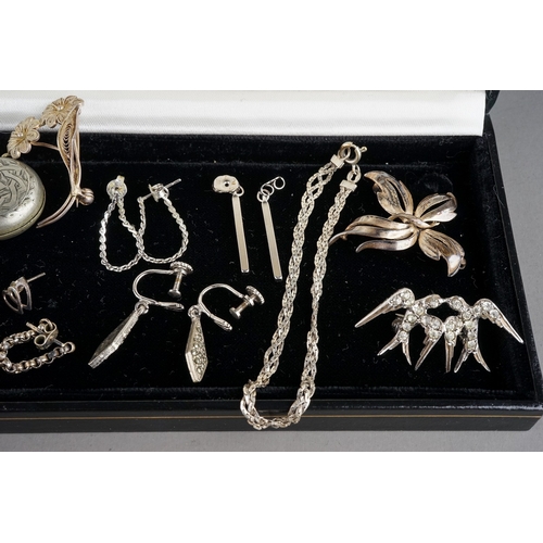 75 - Collection of silver and white metal jewellery, gross weight 110 g