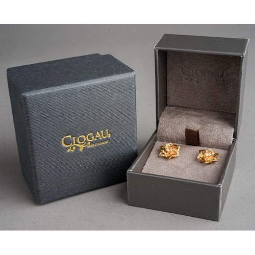 79 - A pair of 9 ct Clogau earrings in form of a flower set with citrine and white topaz.