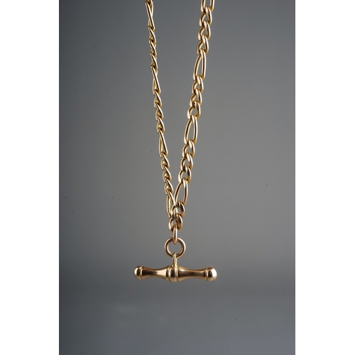 91 - 9ct gold T bar necklace, marked to clasp. (total weight 10.5g )