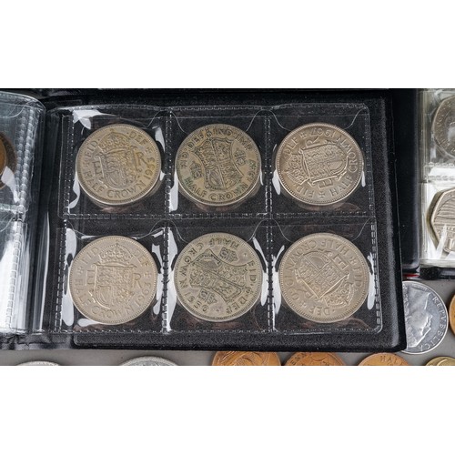 102 - Assorted British 20th Century coins mostly silver to include: George VI half crowns, EII half Crowns... 