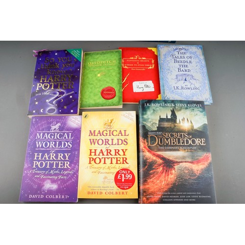 113 - A collection of Harry Potter books and publications to include: Harry Potter poster annual 2008; Dum... 