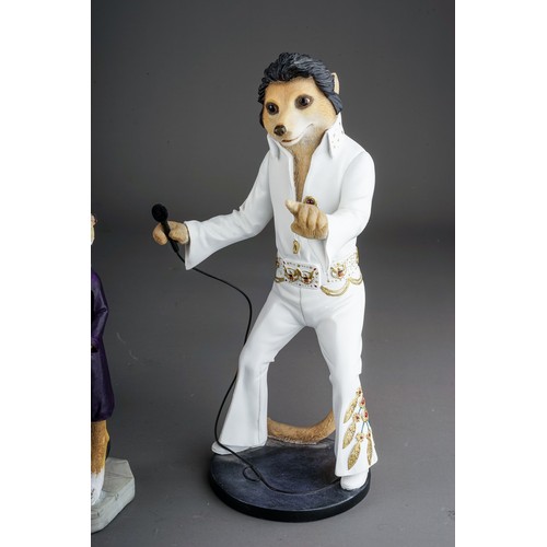 116 - Seven Country Artist`s resin Meerkat characters including Tommy, Elvy, Lawrence of Arabia etc, vario... 