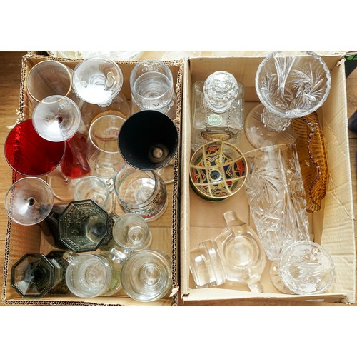 122 - Three boxes of assorted glasses mainly moulded to include wine, beer, vases etc (3 boxes)