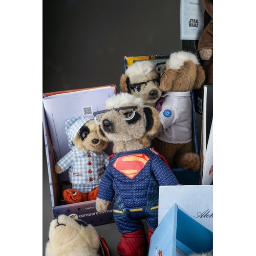 127 - Meerkat Movies: a collection of soft toys some limited edition including Star Wars, Frozen, Superman... 