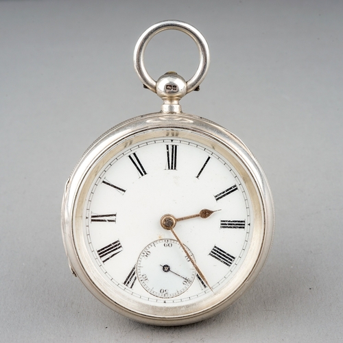 139 - A Victorian silver open face pocket watch, 44mm white enamel dial with Roman numerals, subsidiary se... 